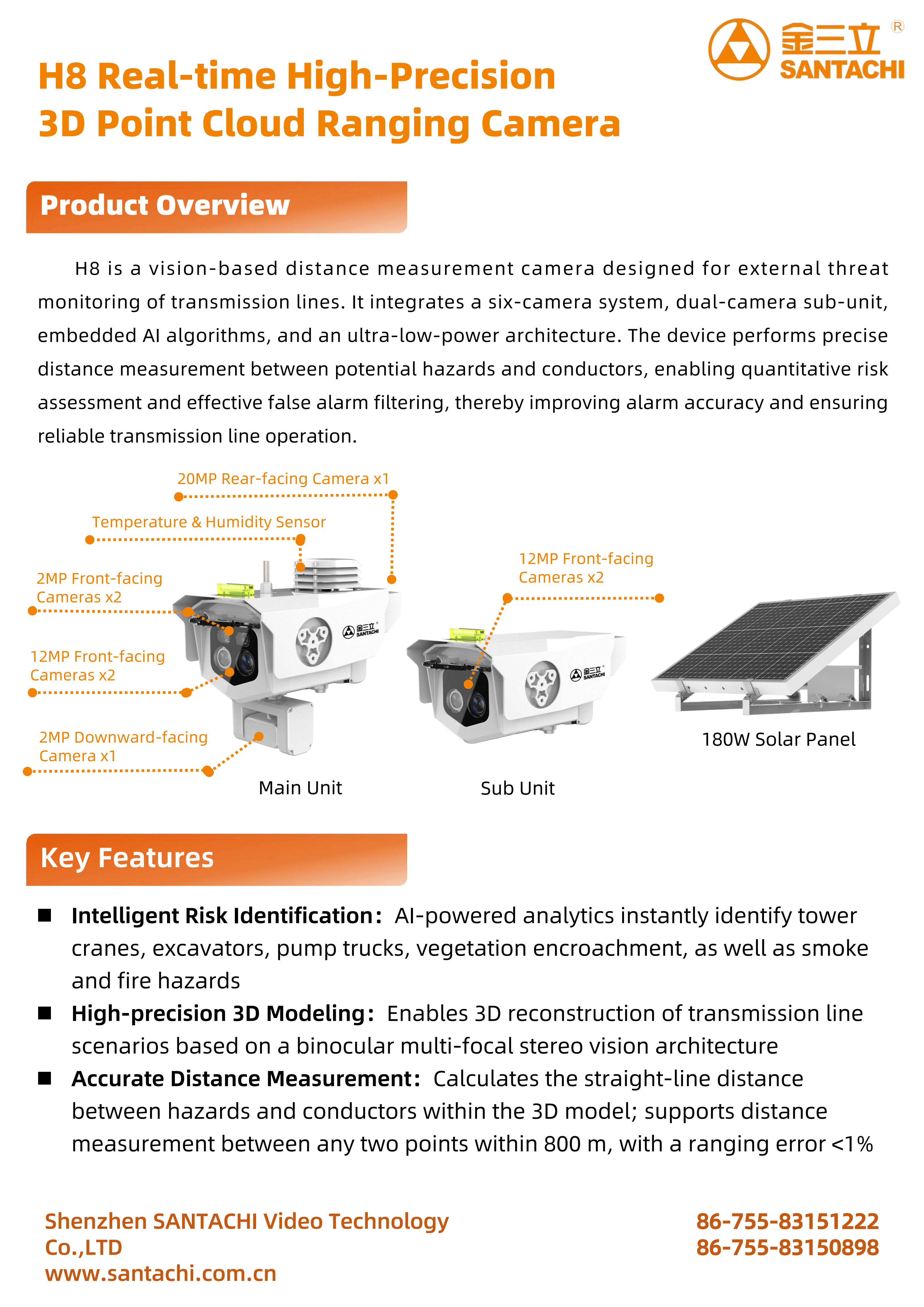 H8 Real-time High-Precision    3D Point Cloud Ranging Camera 